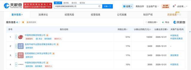 中國物流集團等在湖南成立新物流公司 註冊資本2億